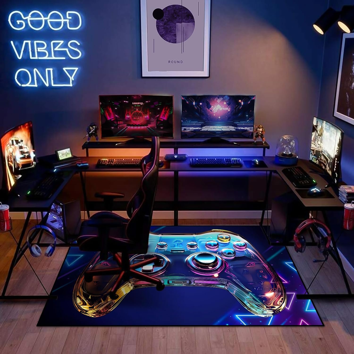 Gaming Room:Use rugs to create a professional gaming space